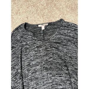 Forever21 Grey Marled Knit Piko 1/2 sleeve sweater top